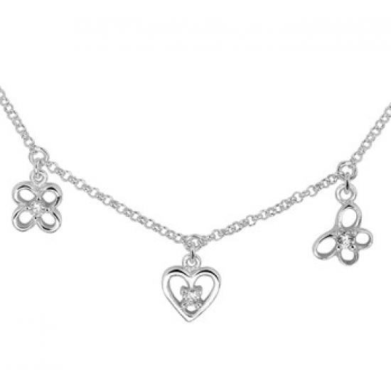 Zilveren collier met 3 bedels 36-38cm - 614243