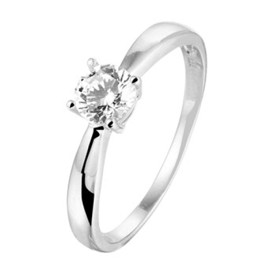 Zilveren Solitairring met zrikonia maat 17.25 - 614603 Zilveren Solitairring met zrikonia maat 17.25 - 614603