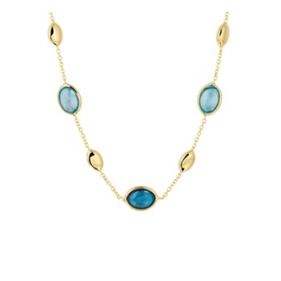 14krt gouden collier met kleurstenen london blauw topaas, blauw topaas 41-45cm (B0020) - 614791