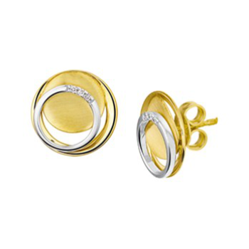 14krt bicolor gouden oorknoppen rondjes in elkaar met briljant 0.02crtSi - 611944 14krt bicolor gouden oorknoppen rondjes in elkaar met briljant 0.02crtSi - 611944