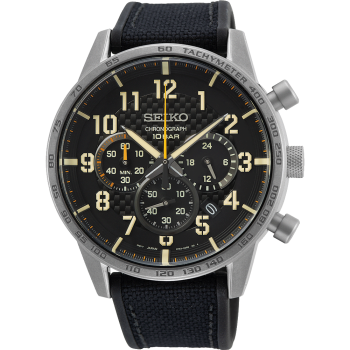 Seiko Chrono Staal nylon silicone band zwart 100 mtr SSB367P1 - 615012 Seiko Chrono Staal nylon silicone band zwart 100 mtr SSB367P1 - 615012