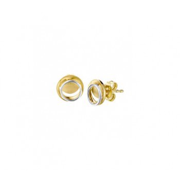 14 krt bicolor gouden oorstekers rondjes inelkaar 8.5mm - 611947