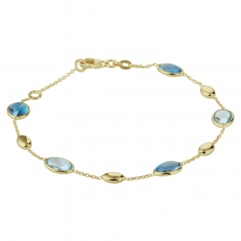 14krt gouden armband met london blue topaas en blue topaas 17-19cm - 615200