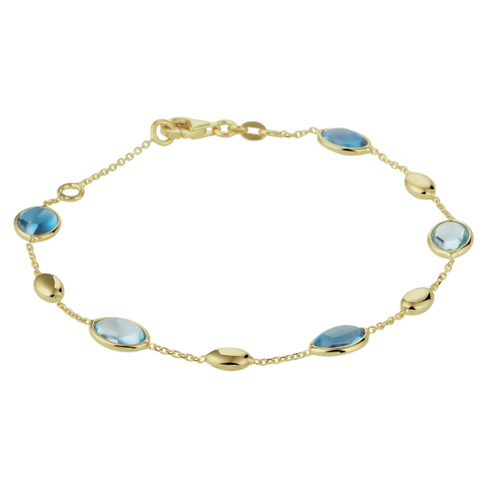 14krt gouden armband met london blue topaas en blue topaas 17-19cm - 615200