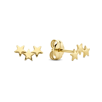 Jackie 14krt gouden oorknopjes 3 sterretjes - 615274