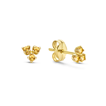 Jackie 14krt gouden oorknopjes 3x cirtrien - 615283