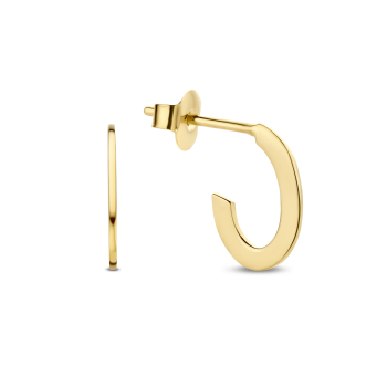 *Jackie 14krt gouden oorknopjes plat ovaal - 615288