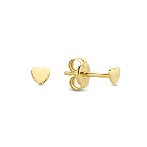 Jackie 14krt gouden oorknopjes hartje 3mm - 615272