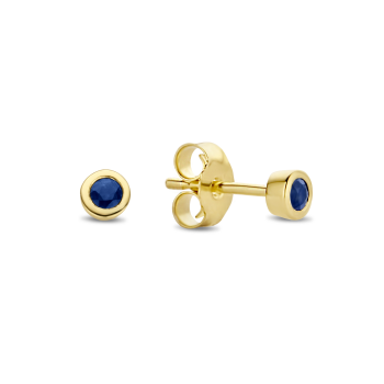 Jackie 14krt gouden oorknopjes safier 2.4mm kastje - 615278 Jackie 14krt gouden oorknopjes safier 2.4mm kastje - 615278