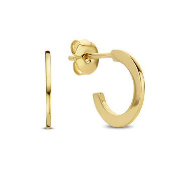 *Jackie 14krt gouden oorknopjes plat rond - 615287