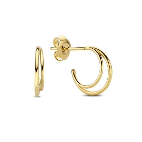 Jackie 14krt gouden semi-creolen dubbel glad - 615289