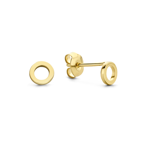 Jackie 14krt gouden oorknopjes open cirkel - 615300