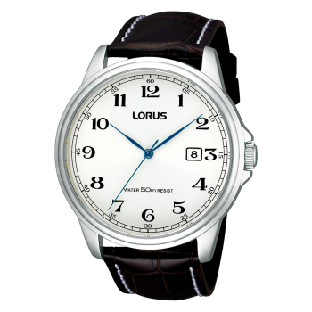 Lorus herenhorloge staal bruin leer 50mtr RS985AX9 - 615376
