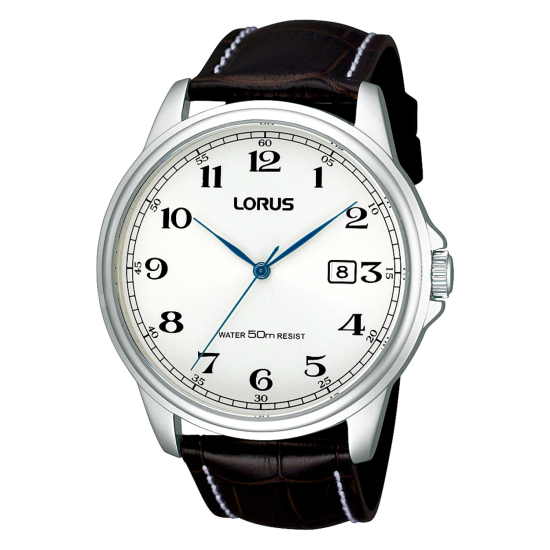 Lorus herenhorloge staal bruin leer 50mtr RS985AX9 - 615376