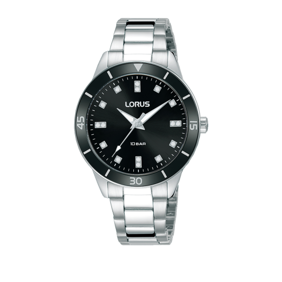 Lorus dameshorloge staal zwart 100mtr RG247RX9 - 615535