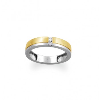 14krt bicolor gouden ring met diamant 2-0.06crt H SI - 615693
