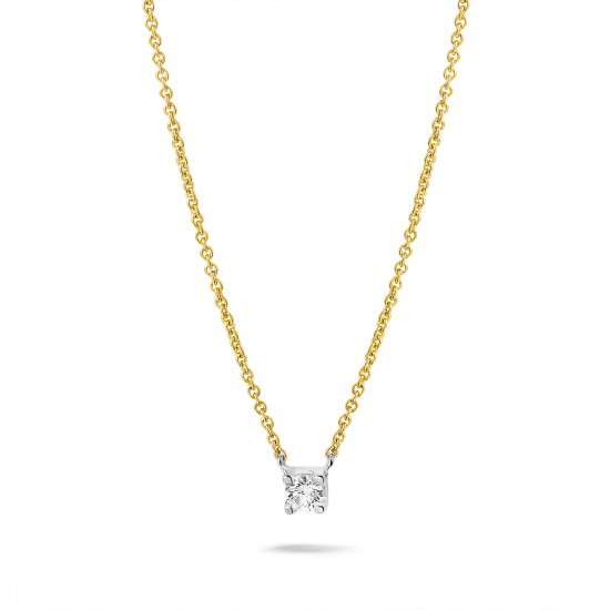 14krt bicolor gouden collier met diamant ertussen 0.10crt H SI - 615695