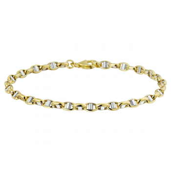 14krt bicolor gouden armband jasseron ovaal met balkje armband jasseron ovaal met balkje 3,5 mm - 615557