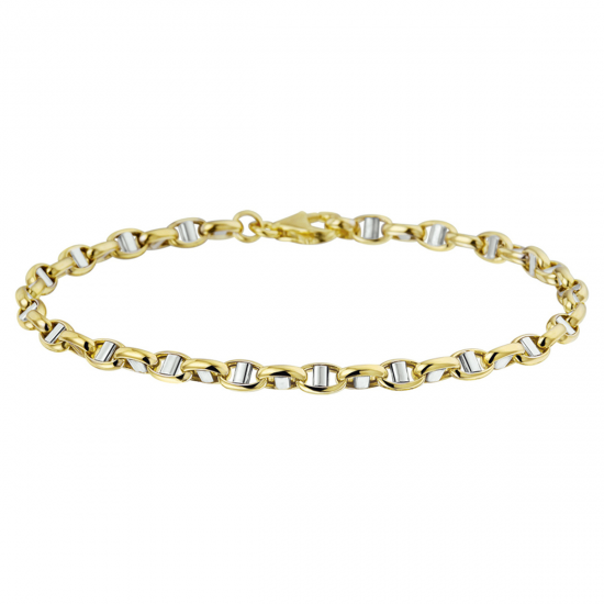 14krt bicolor gouden armband jasseron ovaal met balkje armband jasseron ovaal met balkje 3,5 mm - 615557