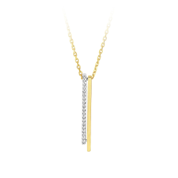 14krt bicolor gouden hanger met diamant 19-0.09crt H SI - 615936