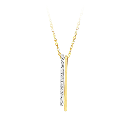 14krt bicolor gouden hanger met diamant 19-0.09crt H SI - 615936