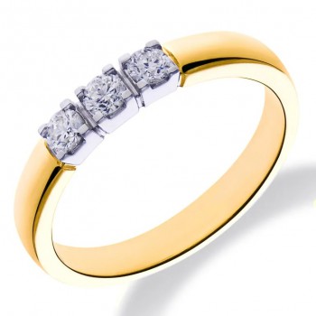 14krt bicolor gouden memoire ring met diamant 3-0.27crt H SI - 615953