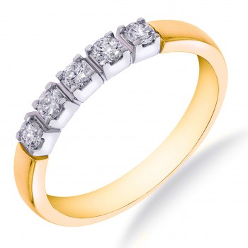 14krt bicolor gouden memoire ring met diamant 5-0.25crt H SI - 615955