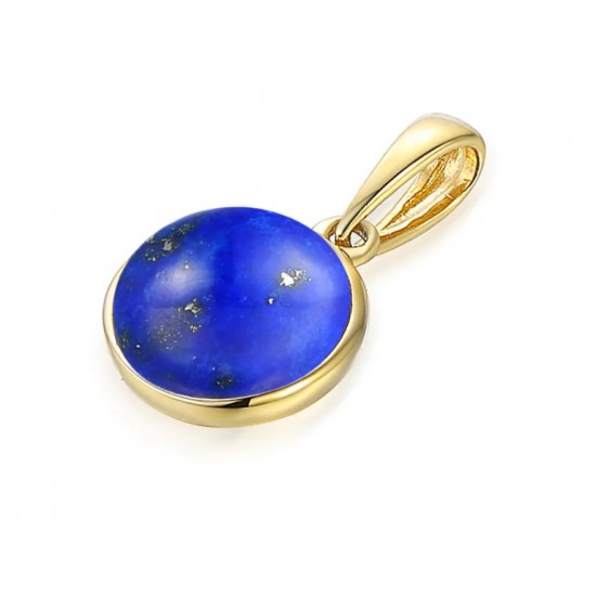 14krt gouden hanger met Lapis Lazuli 1-0.66crt rond - 616864