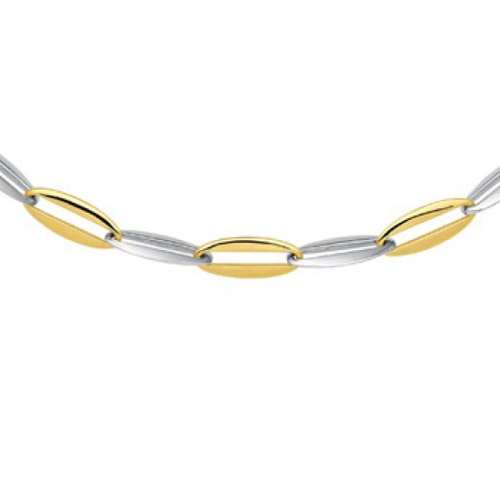 14krt bicolor gouden schakel collier 7.2mm 44.5cm - 612304