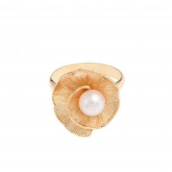 14krt gouden ring Camellia met zoetwaterparel 7mm maat 54 - 616005