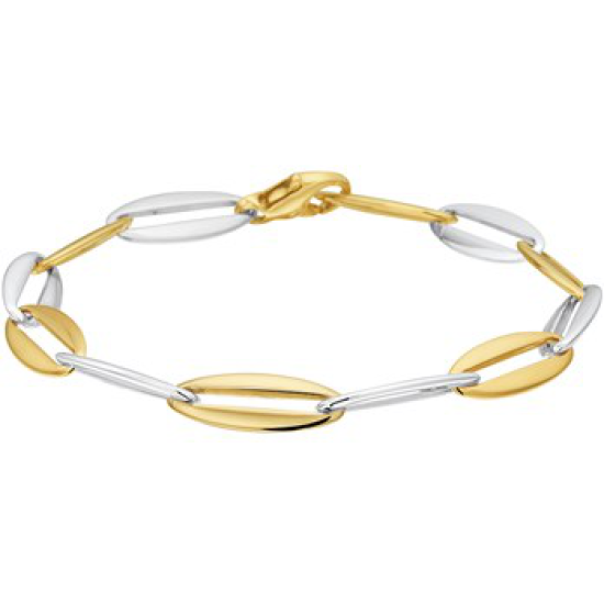 14krt bicolor gouden schakel armband 7.2mm 19.5cm - 612303