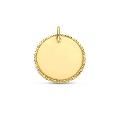 14krt gouden graveer hanger rond met parelrand 16mm - 616620