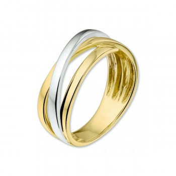 14krt bicolor gouden ring overslag maat 18 - 616623
