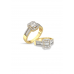 14krt gouden ring met diamant 54-0.25crt H SI en baguette 19-0.25crt H SI - 616765