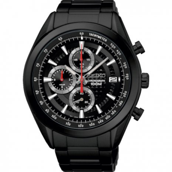 Seiko Chrono Staal Zwart 100mtr SSB179P1 - 616741 Seiko Chrono Staal Zwart 100mtr SSB179P1 - 616741