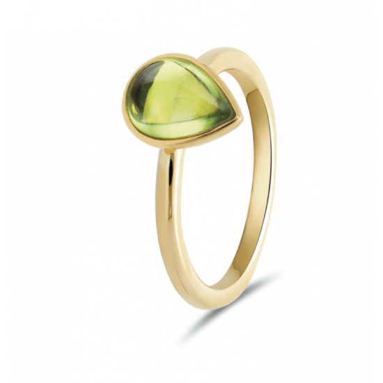 14krt gouden ring met peer vormige Peridot 1-0.99crt - 616869