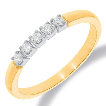 14krt bicolor gouden memoire ring met diamant 5-0.15crt H SI - 616883