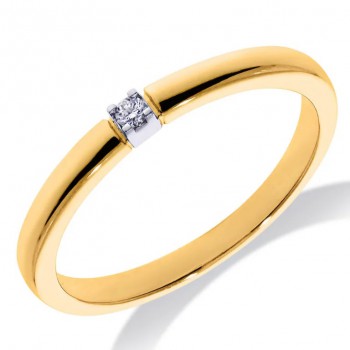 14krt bicolor gouden memoire ring met diamant 1-0.02crt H SI - 616954
