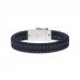 S!LK Armband Alpha Leaher Black/Blue 841.21 met personalisatie vingerafdruk - 617449