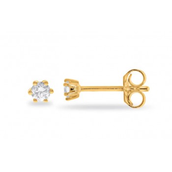 14krt gouden 6-poots oorstekers met diamant 2-0.10crt H SI - 617566