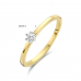 14krt bicolor gouden solitairring 6-poots chaton met diamant 0.10crt H SI maat 17.25 - 617585