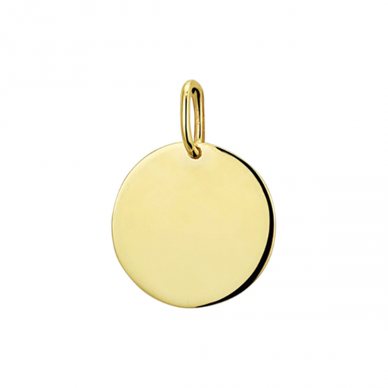14krt gouden graveerhanger rond 14mm - 617702