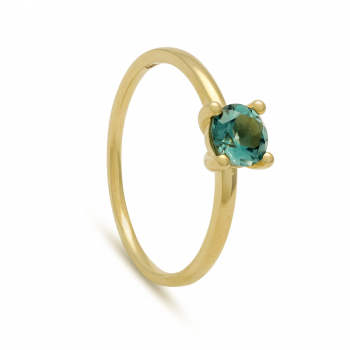 14krt gouden ring met london blue topaas maat 17,5 - 617733