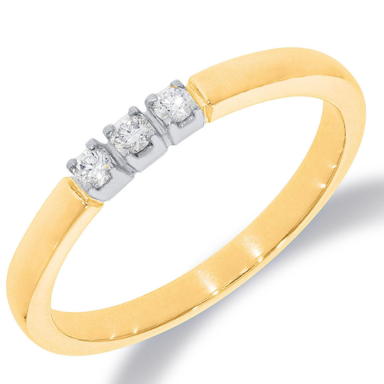 14krt bicolor gouden memoire ring met diamant 3-0.09crt H SI - 617868