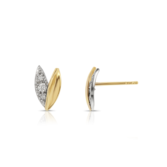 14krt bicolor gouden oorknoppen met zirkonia - 617888