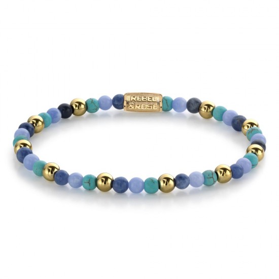 Rebel & Rose Jewelry Bracelet Winter Blues 4mm Gold Plated S - 617943