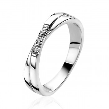 ZINZI zilveren ring cross-over smal 3x zirkonia ZIR2039-60 - 618070