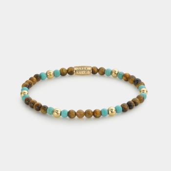 Rebel & Rose Jewelry Bracelet Mix Tiger Turquoise Verguld 4mm 40063-G - 618032