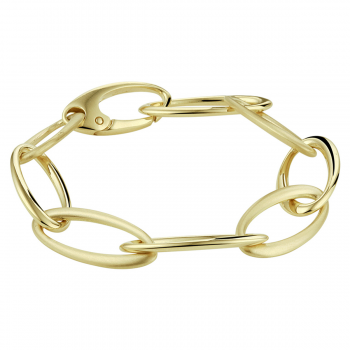 14krt gouden armband ovale schakel poli/mat 19cm 13mm - 618123