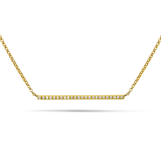 14krt gouden collier met balkje diamant 24-0.07crt - 612672